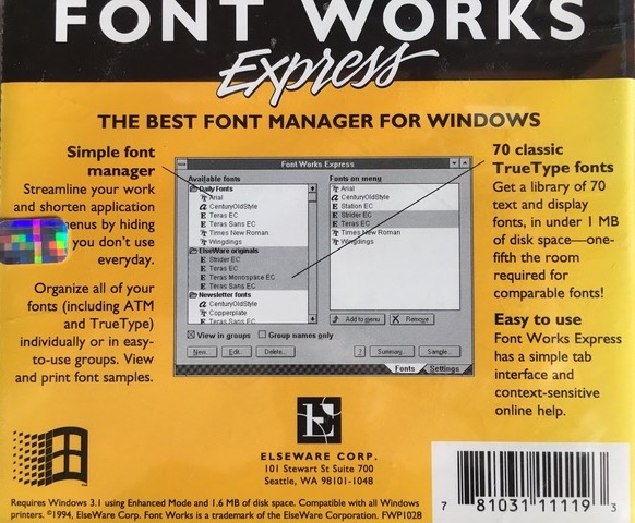 FontWorks Express back